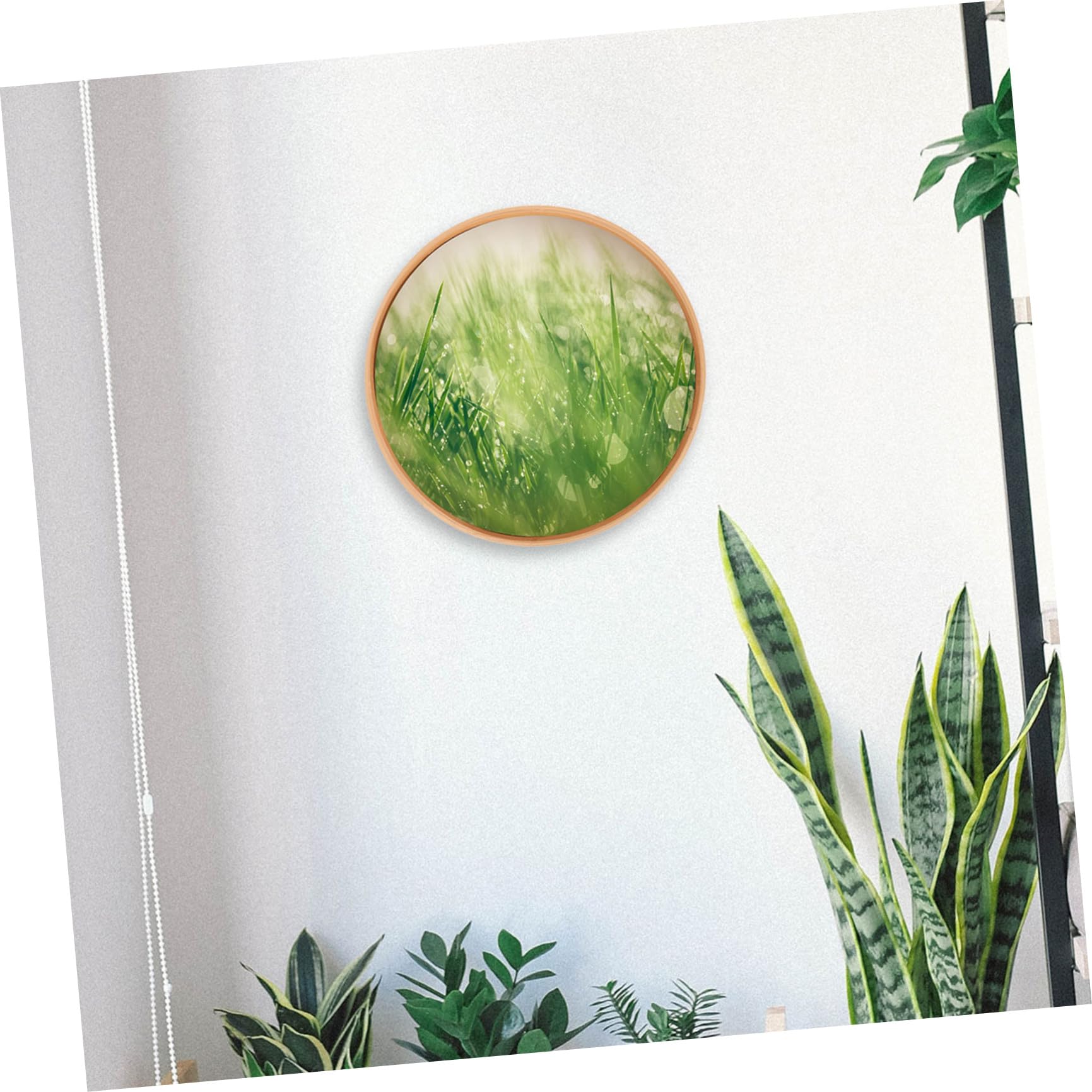 Holibanna Cornice Rotonda in Legno di Bambù 35 CM per Esposizione di Foto e Dipinti Supporto Stabile, Adatta a Casa, Ristorante e Libreria
