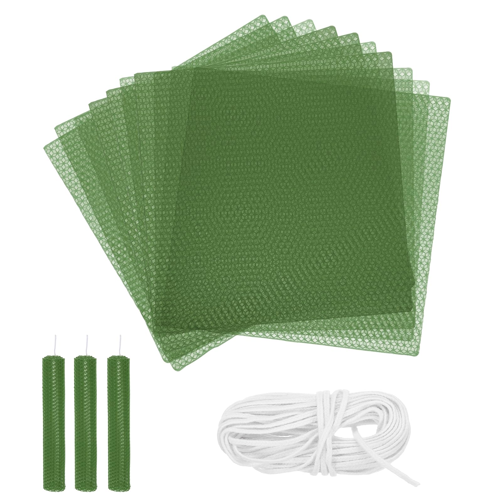 Kit de fabrication de bougies en cire d'abeille vert clair 20x20 cm