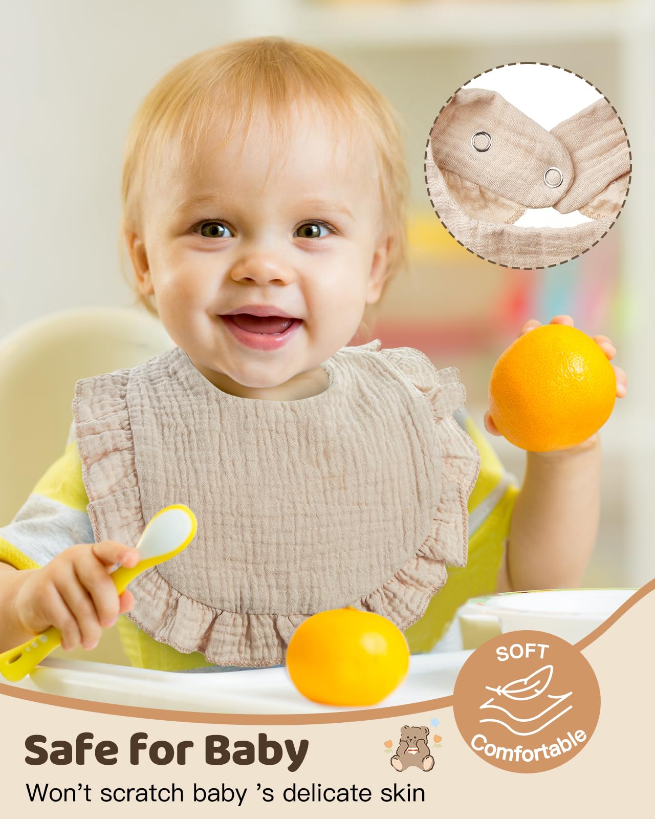 Lictin Bavaglini Neonato-Bavaglini Bambini,set di 8 bavaglini a bandana, 100% cotone, bavaglini morbidi per bambini, adatti per la dentizione dei bambini da 0 a 24 mesi