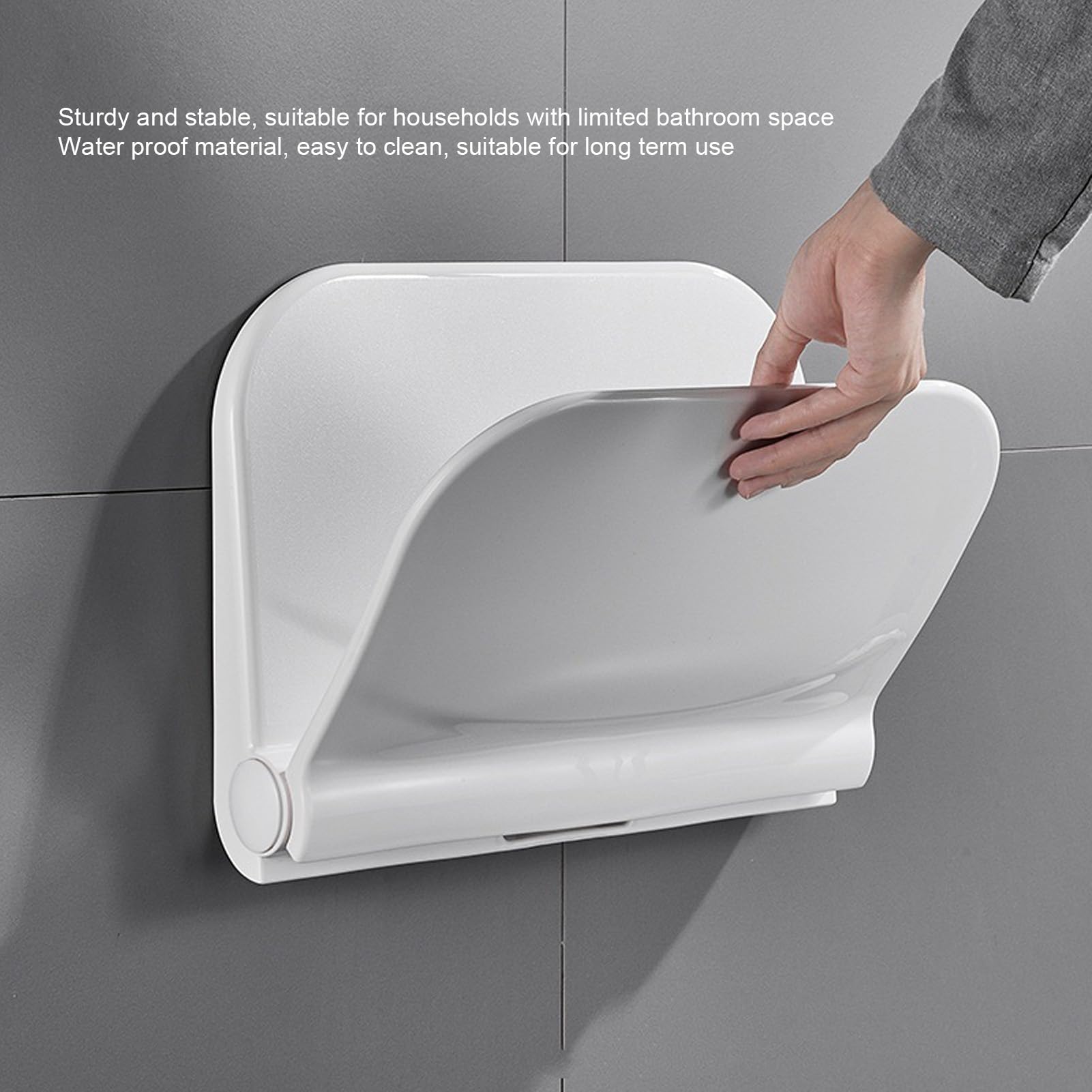 Wall Mounted Folding Shower Seat, 440 lbs Load Bearing Space Saving Fold Down Shower Seat, Luxury Shower Chair for Elderly, Senior, Handicap & Disabled, White, 11.5 * 14.5 inch