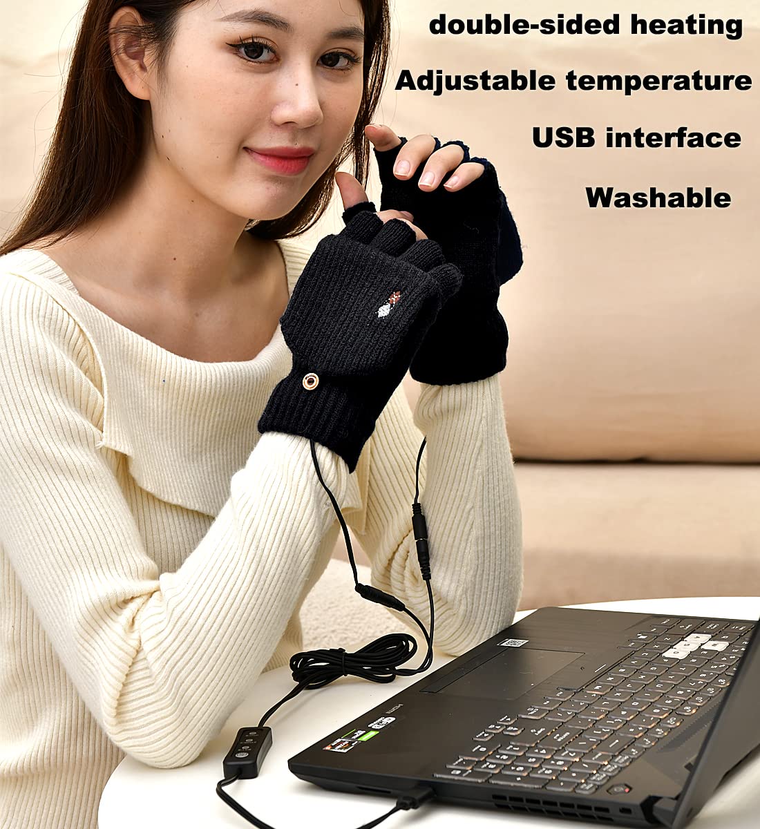 Guanti Riscaldati USB Con Touchscreen - 3 Livelli Temperatura, Per Donne E Uomini, Alimentazione 5V