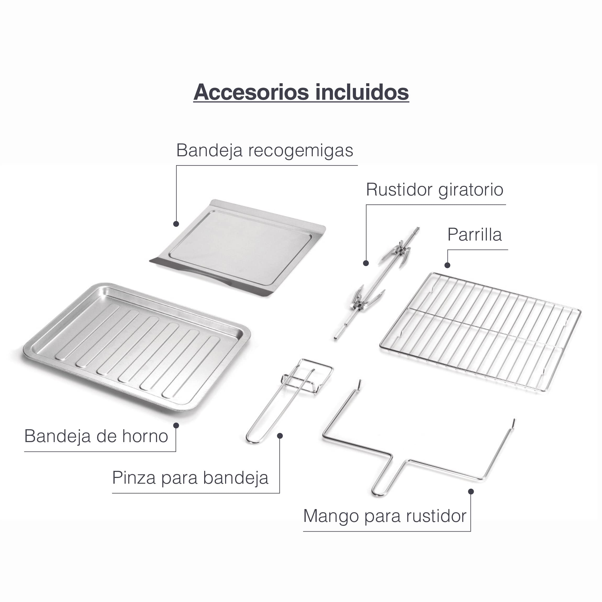Lacor 69347 - Horno Eléctrico Sobremesa, Horno Pequeño Cocina, Convección | Para un uso práctico y profesional en cocina; apto para horno, con 35 L de capacidad, práctico y fácil de guardar