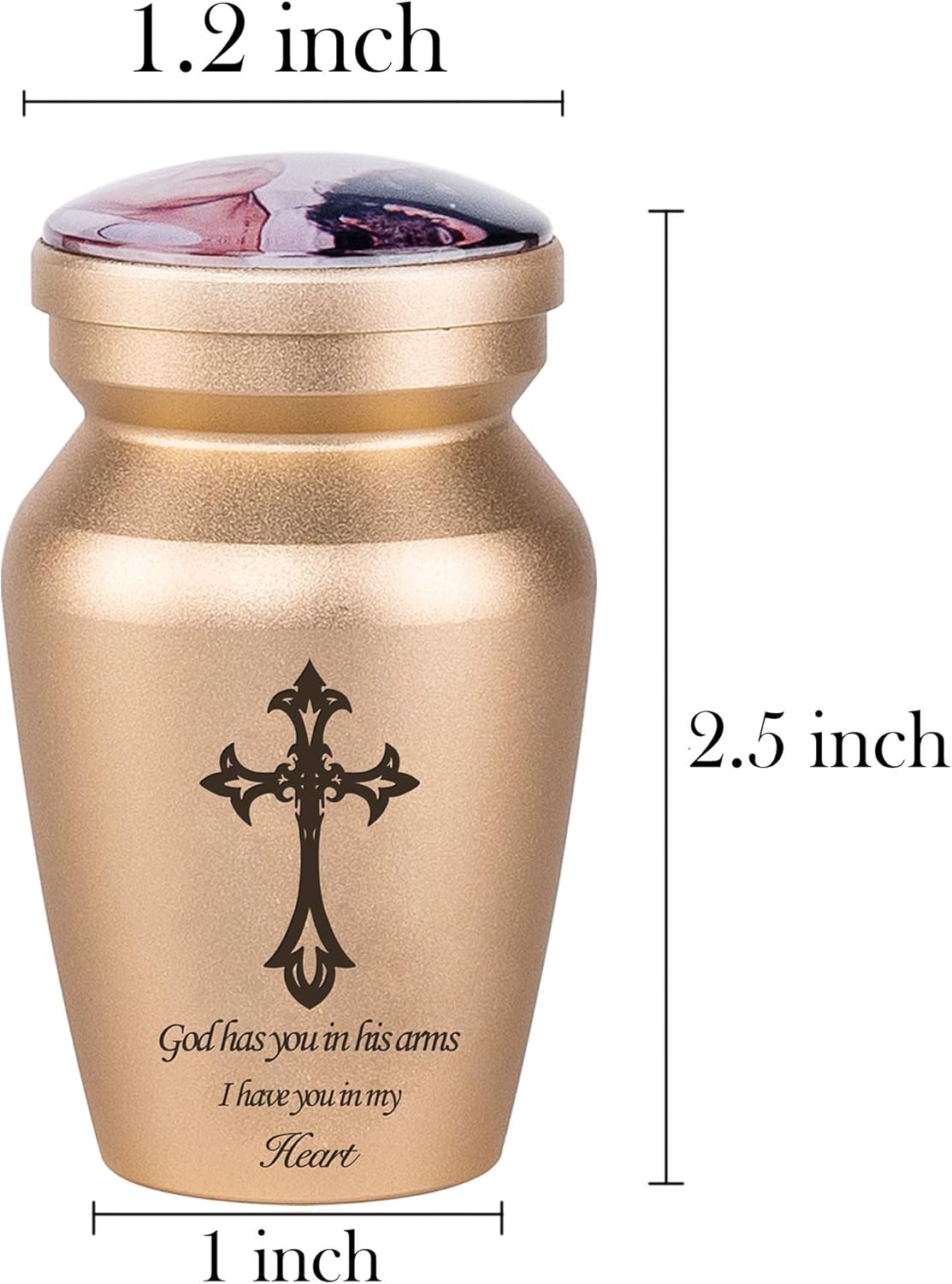 Fanery Sue Personalized Small Urns for Human Ashes with Picture Frame,Mini Urns for Ashes Small Urn for Ashes Keepsake,Customized Photo Cremation Urns for Human or Pet Ashes(Gold Across&S)