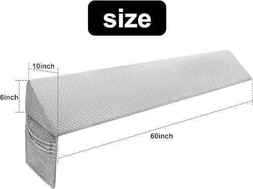 Miniatura 2 de Almohada de cuña para cama Queen  Almohada de cuña de espuma para cabecero  cama relleno de huecos  Llena el espacio (0-8 pulgadas) (gris, 60 x 10 x