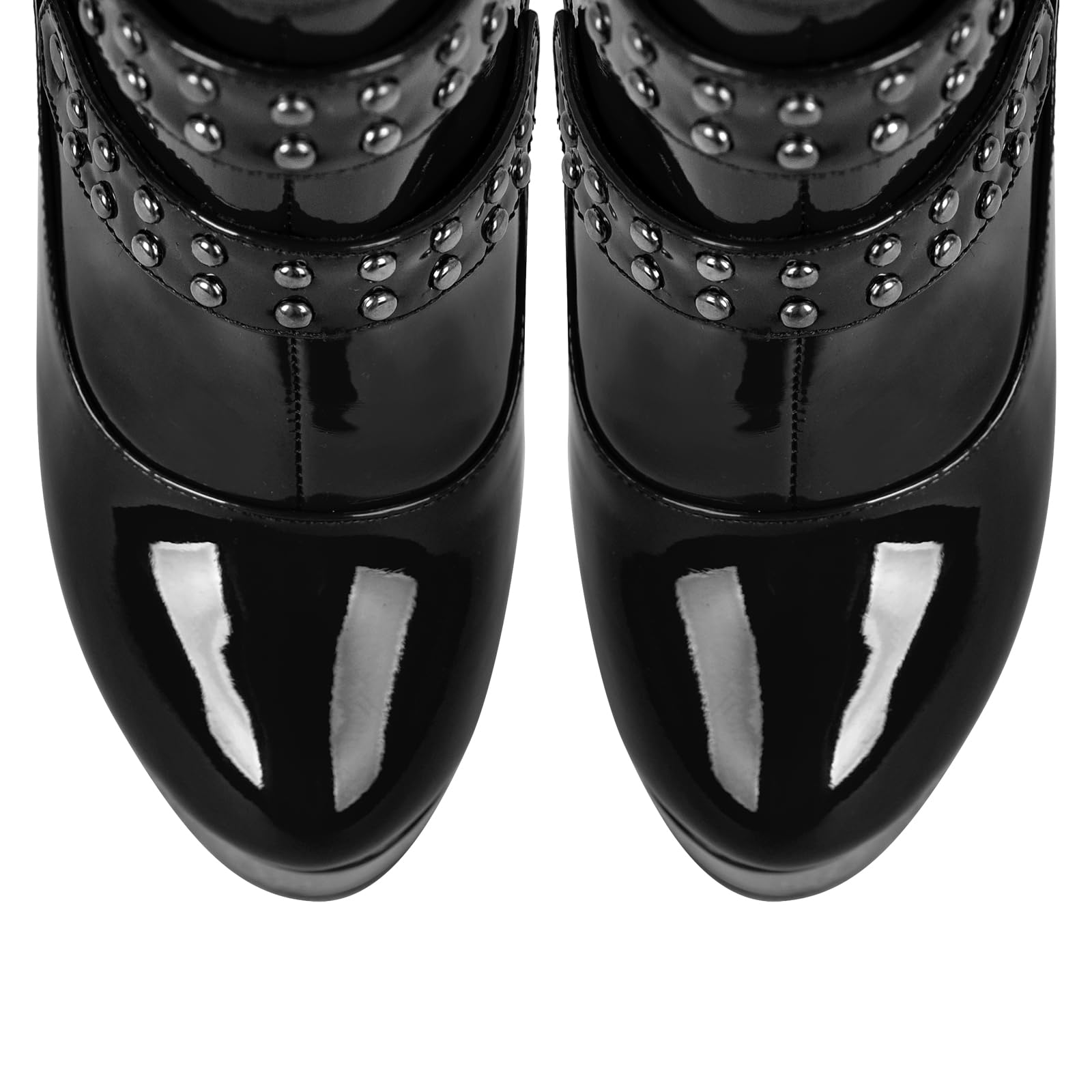 blingqueen Damen Plateau Stiefel Overknee Boots Stilettos High Heels Schnürstiefel Punk