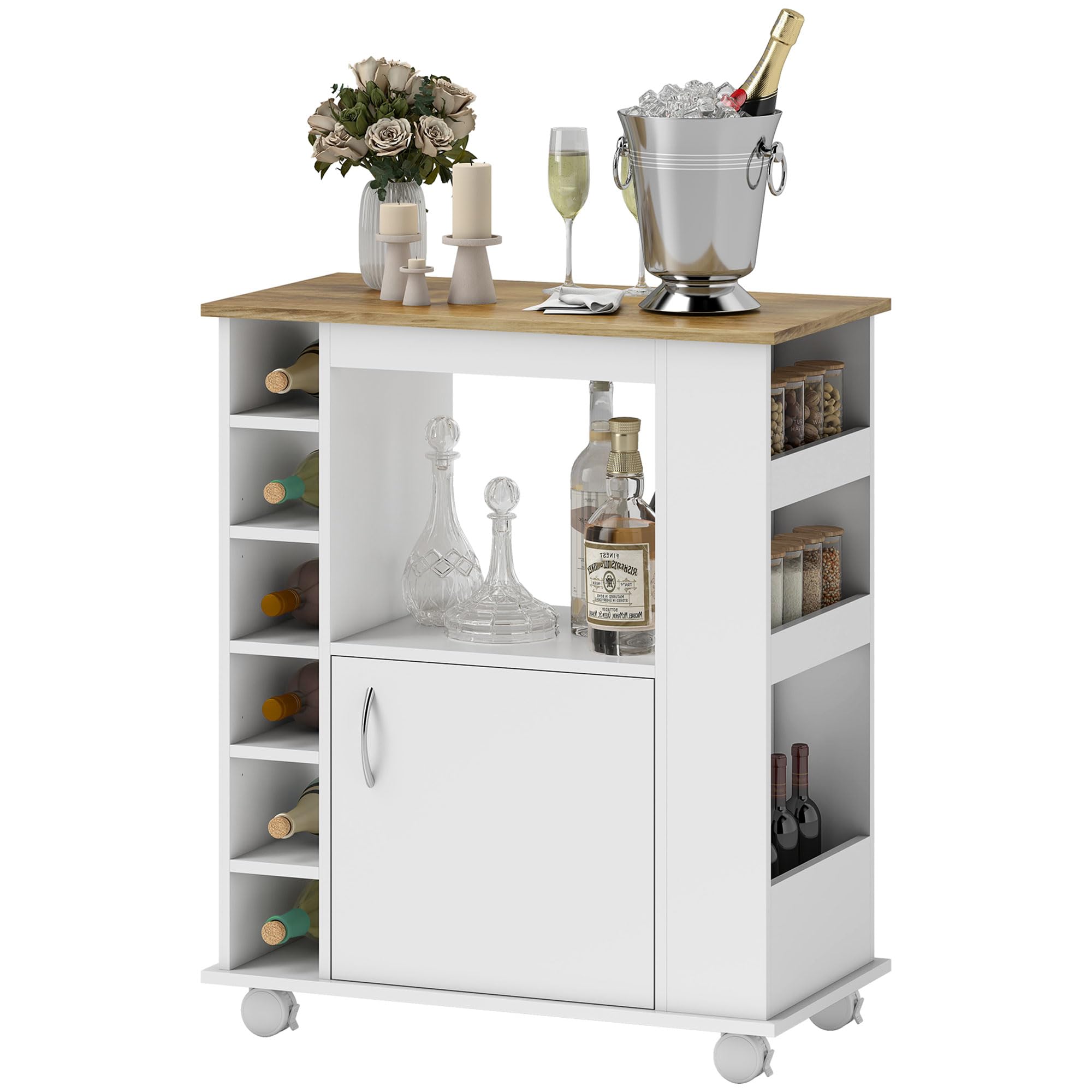 HOMCOM Desserte de Cuisine sur roulettes dim. 75L x 39,5l x 88H cm