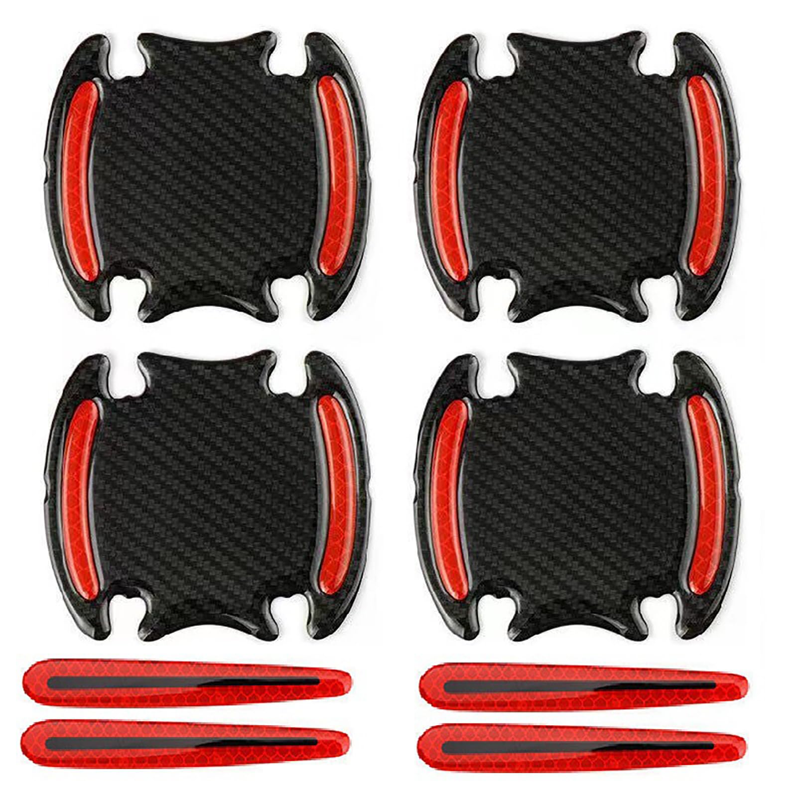 VEPOIUYTRE Reflective Car Door Handle Protector for Daewoo Lanos 1997-2002 T100, 3D Carbon Fiber Epoxy Scratch Guard, Nighttime Safety Warning Sticker, Anti-Collision Paint Film 8Pcs,A-rad