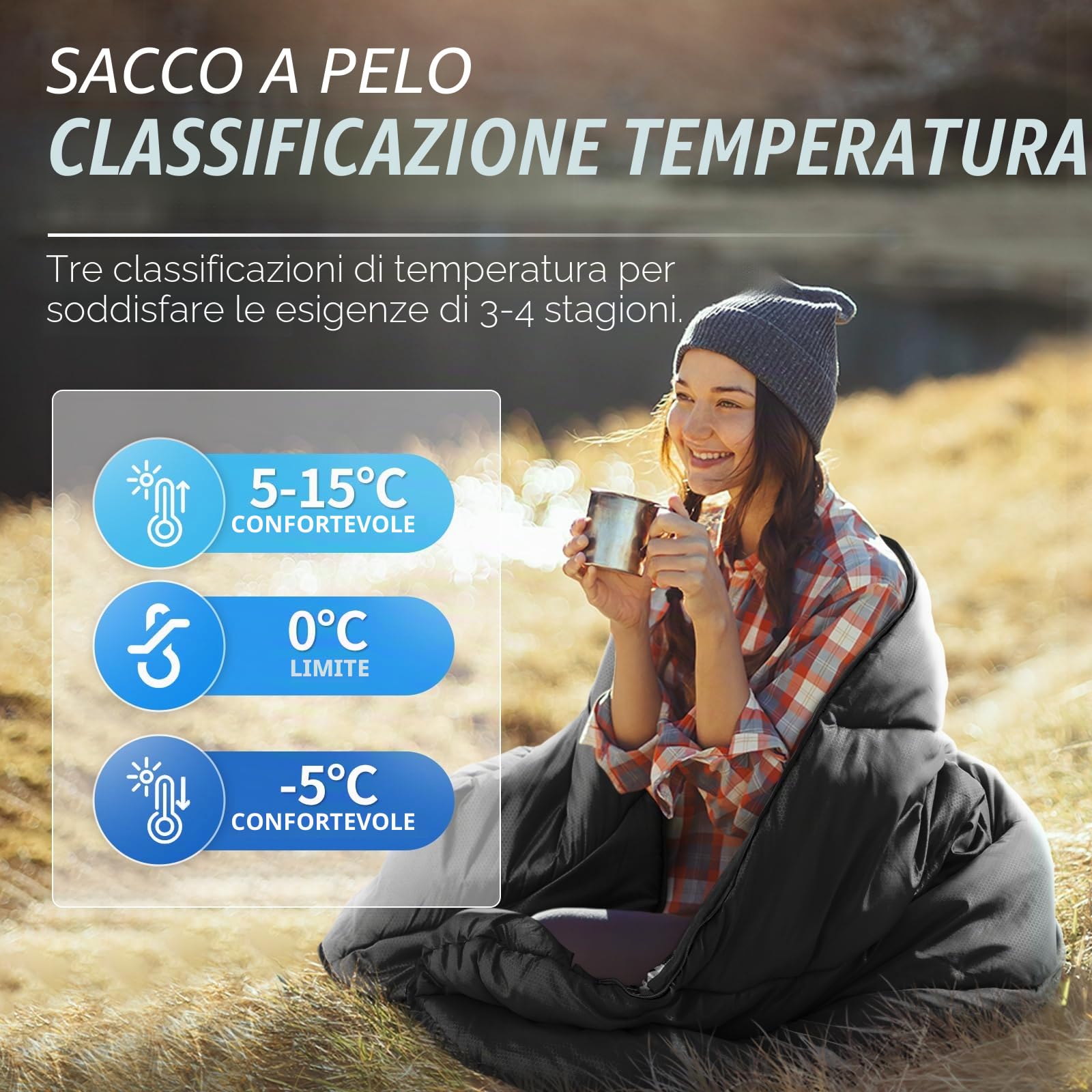 Bessport Sacco a pelo 3 – 4 stagioni – Sacco a pelo invernale in flanella, caldo sacco a pelo per esterni, misura piccola, ultraleggera, impermeabile, per campeggio, viaggi, escursioni, per adulti