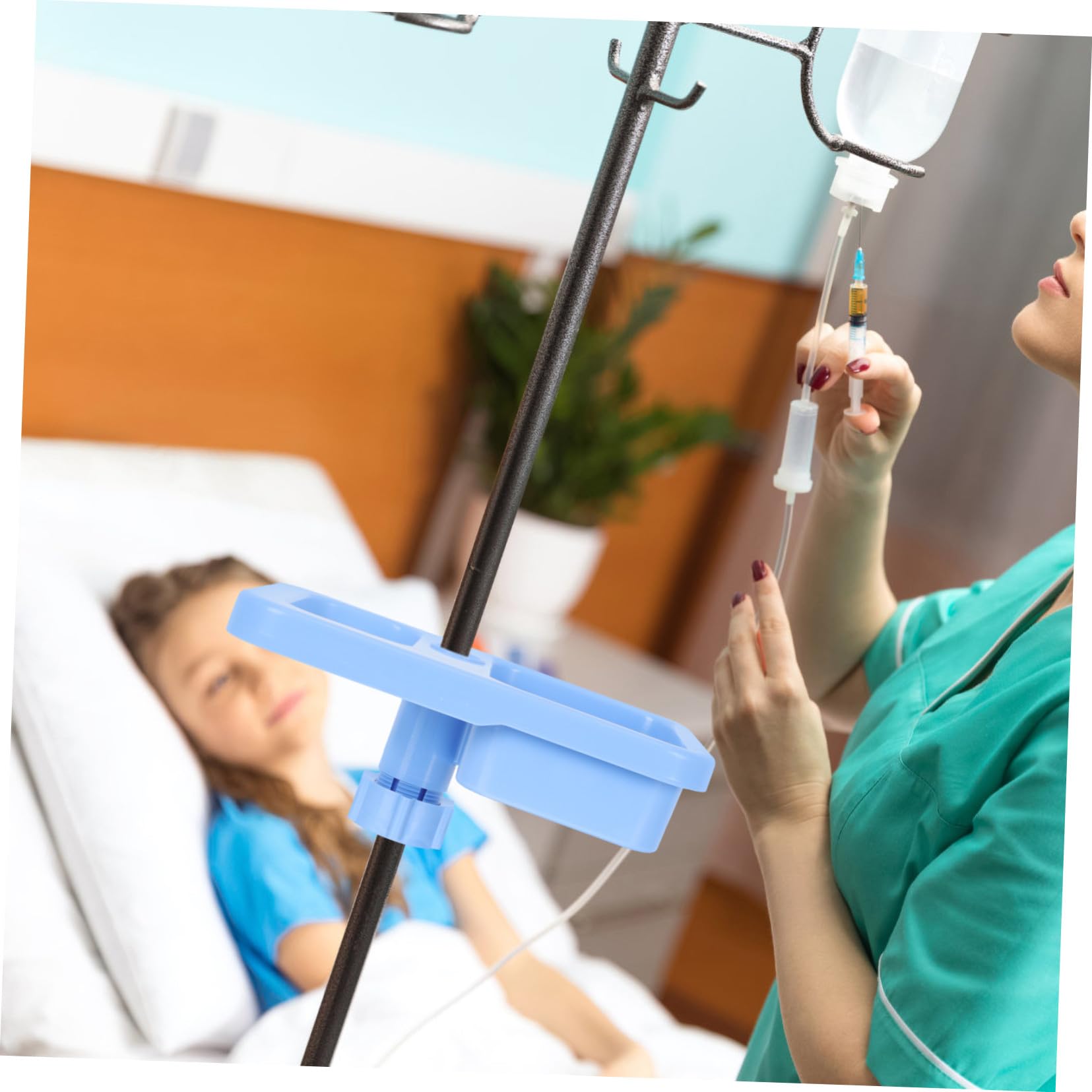 Support De Perfusion Plateau En Plastique Léger Pour Poteau Iv, Plaque De Rangement Professionnelle Antidérapante Pour Accessoires Médicaux Et Porte-gouttes, Usage Hospitalier Industriel