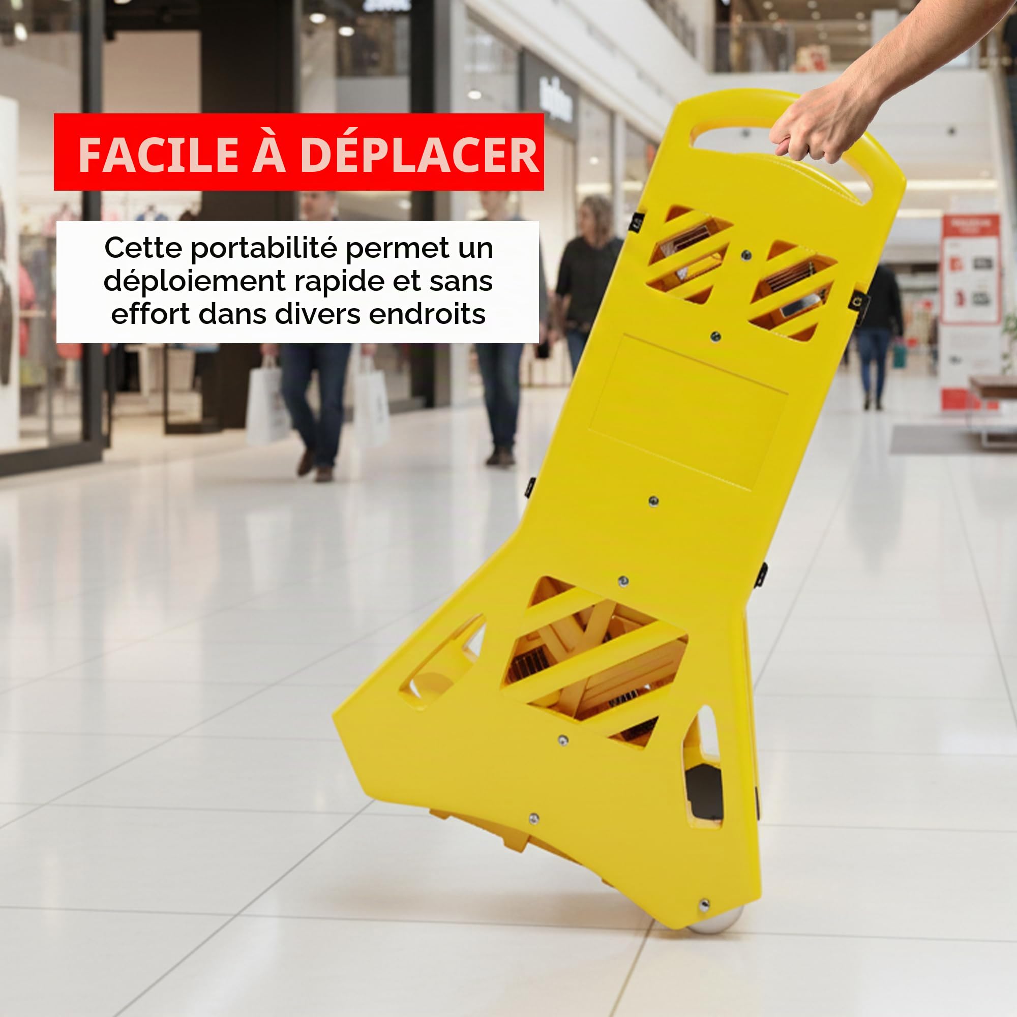 Barrière en plastique extensible pliable – Jaune | Barrière de sécurité mobile rétractable avec poignée de transport | Barrière en plastique pour contrôle temporaire de la circulation