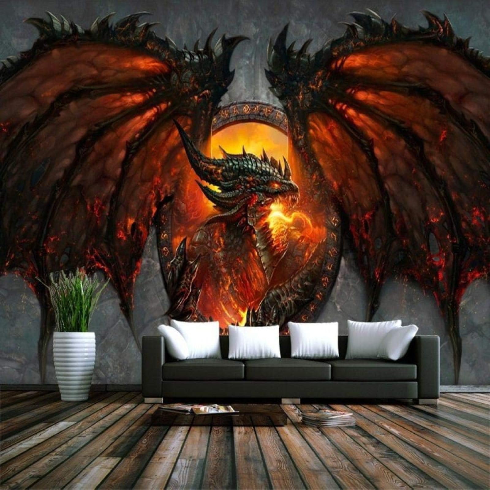 Papel pintado premium de seda con textura 3D XLMING dinosaurios de fantasía