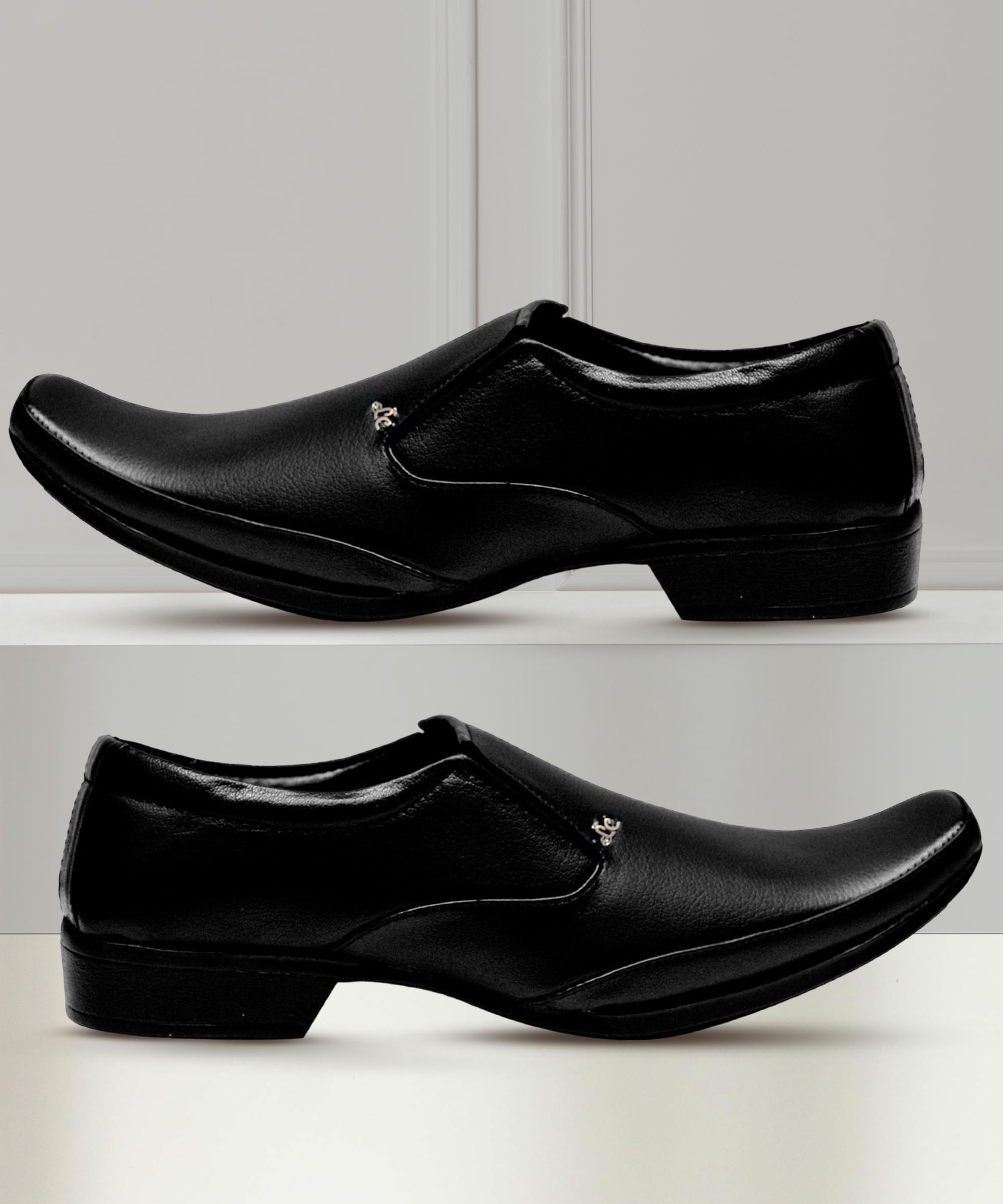 shoe island Popular Designer Leatherette Premium Black Slip-On Formal Shoes-picture-25