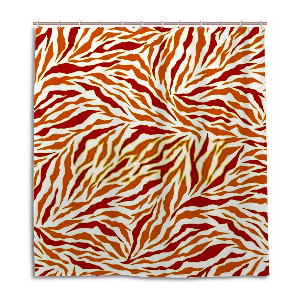 Rideau de douche motif zèbre rouge rideau de baignoire lavable en tissu polyester 12 anneaux