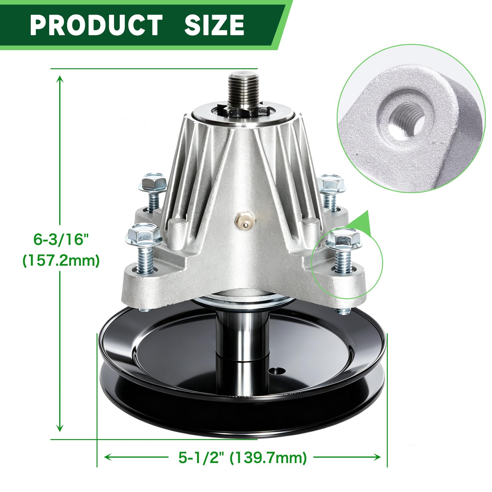 918-06976 - Cortacésped de montaje de husillo para Cub Cad et MTD 618-06976 918-06976A 618-06976A Montaje de husillo de cubierta se adapta a la mayoría de 42 pulgadas con perno roscado de