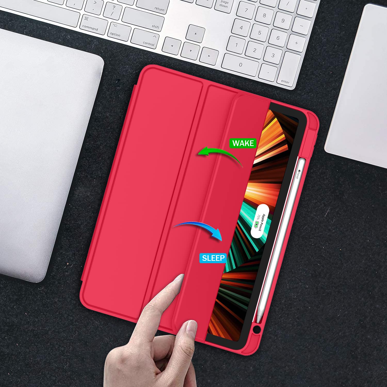 ZryXal Custodia Magnetica Per IPad Pro 12.9'' (2022-2020, 6a/5a/4a Gen) – Con Supporto Apple Pencil E Stand Regolabile