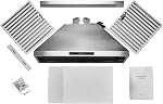 Hauslane Mont mural à hotte de portée 36" Hotte d'évent de cuisine à conduits ou sans conduits 860CFM Hotte en acier inoxydable - 6 Vitesse, arrêt automatique, contrôle tactile, LED Lampes, filtres à baffles, WM-538