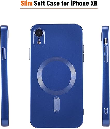 Miniatura 2 de Funda magnética para iPhone XR, suave, delgada, antihuellas, elegante funda para teléfono con protección de cámara, compatible con MagSafe, azul
