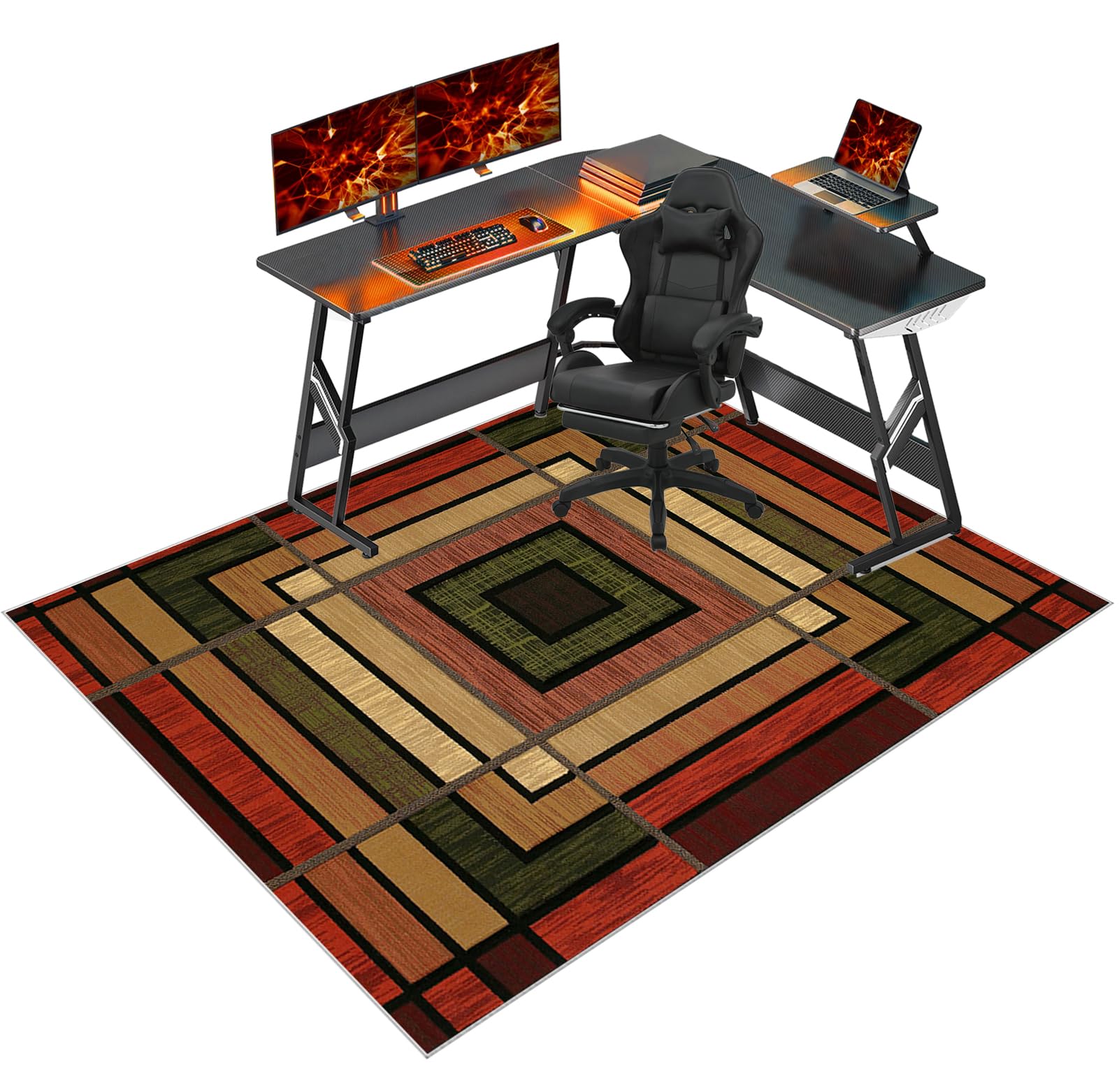 Heavy Duty Office Chair Mats for Carpeted Floor, Computer Floor Mat for Hardwood Floors, Large Anti-Slip Desk Chair Mat, Home Multi-Purpose Low-Pile Carpet, Rolling Chairs Glides Easily 130 x 150 cm
