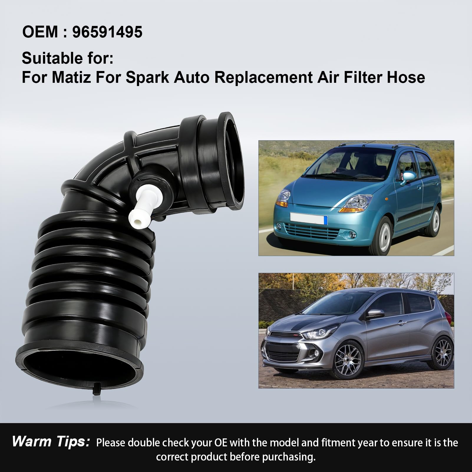 1 tubo de aspiración para Matiz y Spark, OEM 96591495, manguera de filtro de aire, repuesto para tubo de admisión y filtro de aire