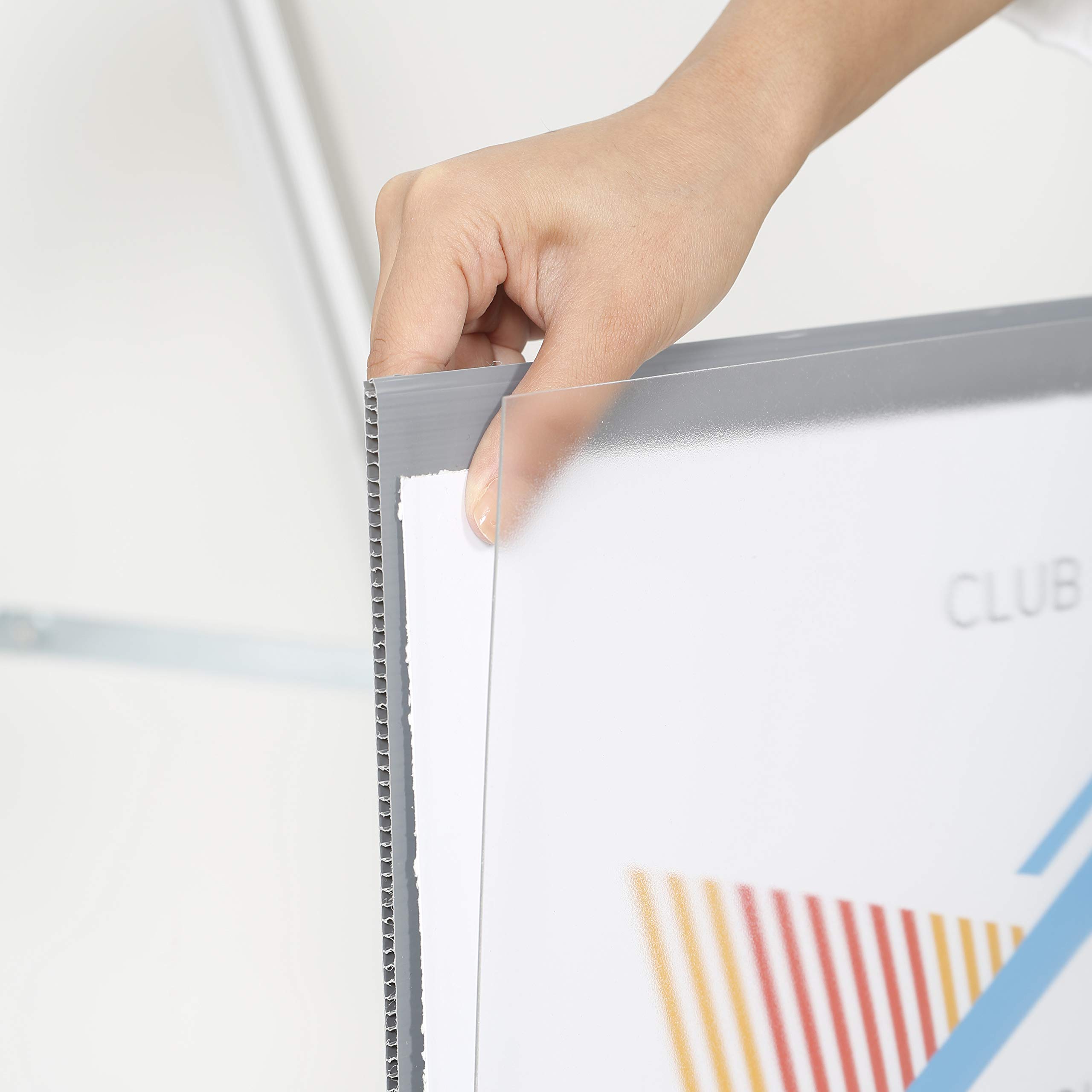Kundenstopper Slide In DIN A1 in silber | Doppelseitiger Plakatständer mit Einschubrahmen