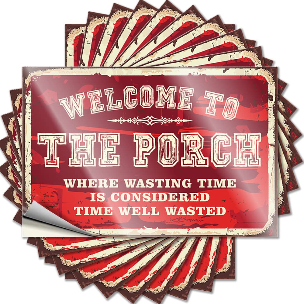 Jnbt Colour Man Cave Decor Label Magnetic Car Funny Camping Strong Adhesive/Welcome To The Porch Beer Signs For(12X18cm-6Pcs)
