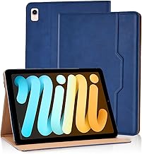 Case for iPad Mini 7 (A17 Pro) 2024 7th Generation/Mini 6 2021 (6th Generation, 8.3-inch) PU Leather Folio Flip Cover Multi-Angle Viewing Smart Stand Cover with Pocket Auto Wake/Sleep - Blue