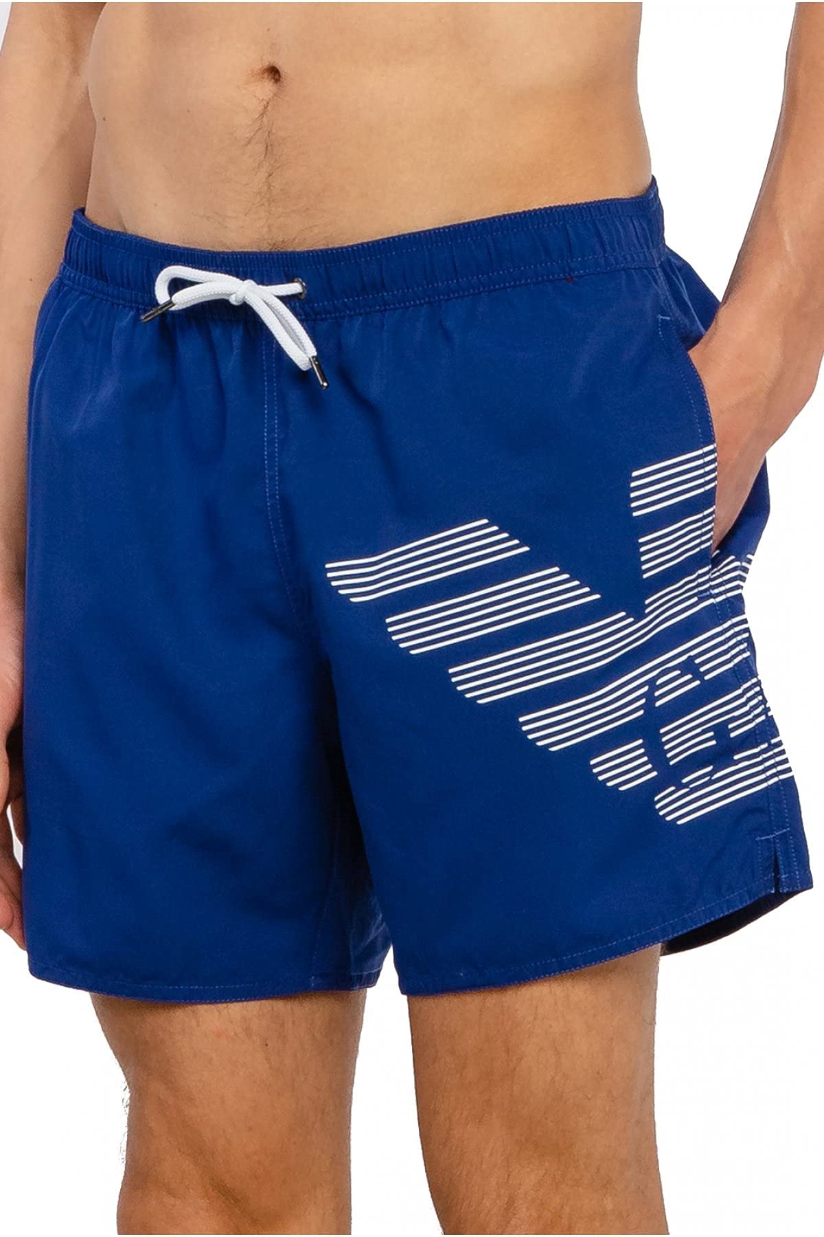 Emporio Armani Men's Black Swimwear Boxer Bold Logo Eagle Swim Trunks, 50