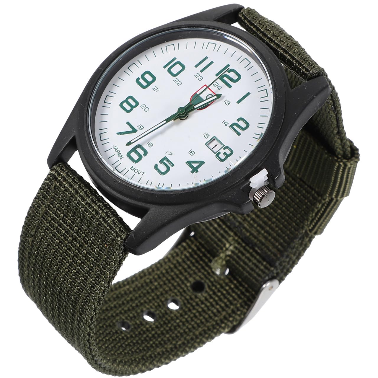 LIFKOME Abschluss Geschenk Stilvolle Herrenarmbanduhr mit Kalender und Grünem Nylonarmband Modische Quarzuhr für Sportliche Männer und Militärischen Look