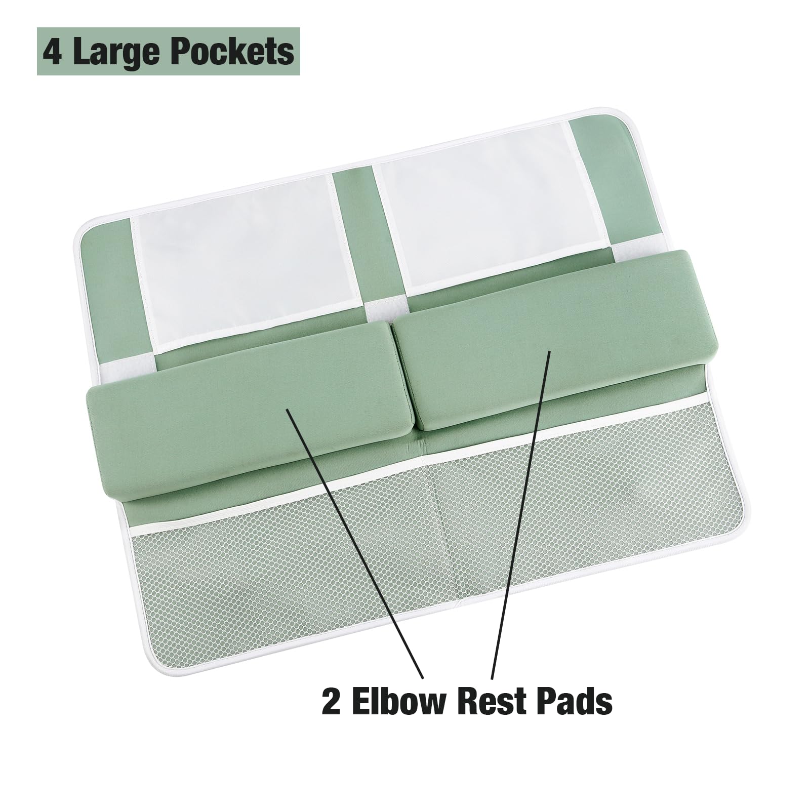 PandaEar Repose-genoux et coudières de bain pour bébé, confortable et antidérapant, avec poches de rangement, tapis en mousse pliable pour salle de bain des tout-petits, vert