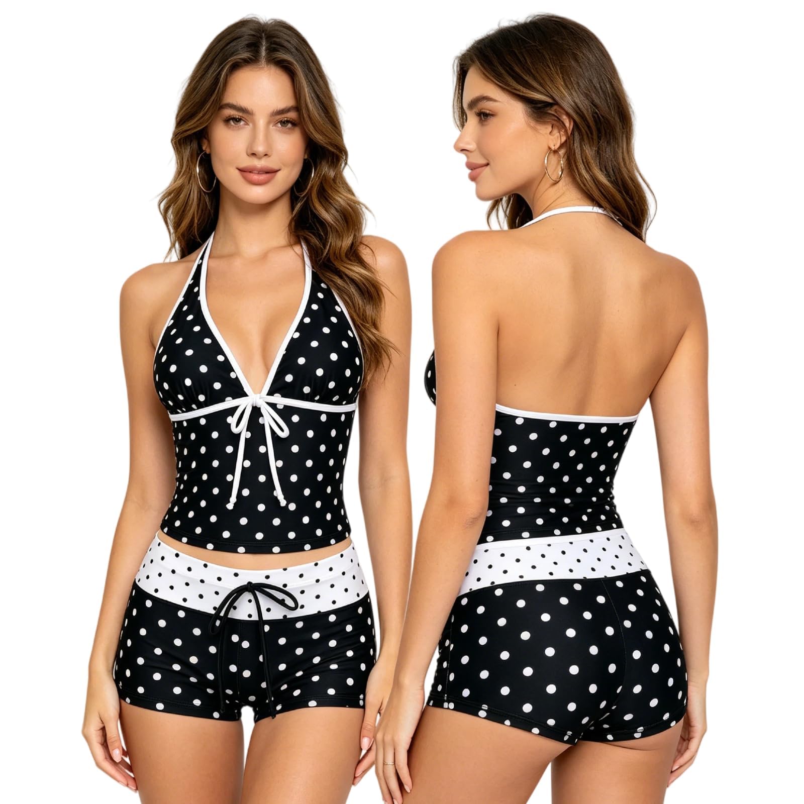 Tankini Donna Mare Costume da Bagno Due Pezzi Push Up Canottiera e Slip Beachwear Y2K Sexy Scollo a V Stampa Floreale Tankini Curvy Contenitivo Taglie Forti Imbottito Per Spiaggia Vacanze Nuoto