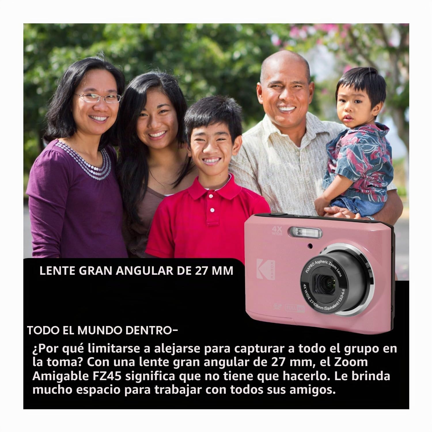 Kodak PIXPRO FZ45 Friendly Zoom - Paquete de cámara digital de 16 MP (rosa pastel) | Tarjeta de memoria, 1080p Full HD, (2 artículos)