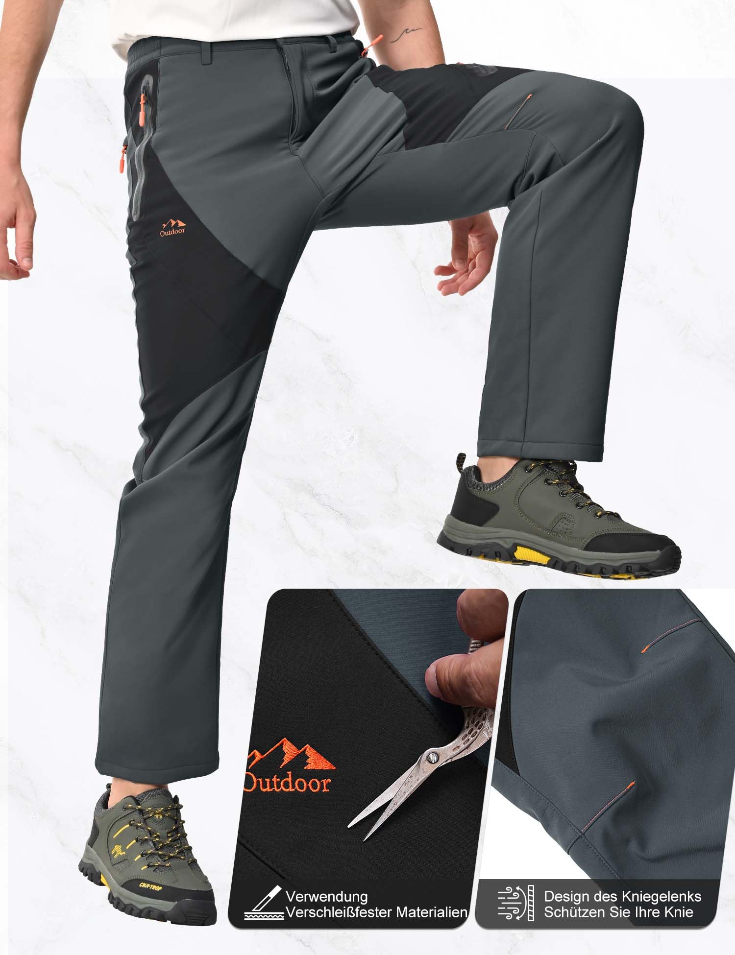 HFDWYJ Uomo Impermeabile Hiking Pants Outdoor Snow Ski Pesca Fleece Foderato Isolato Soft Shell Pantaloni Invernali