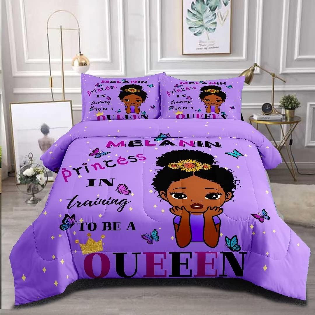GRAT TIOC Black Girl Comforter Set Twin for Kids Teens