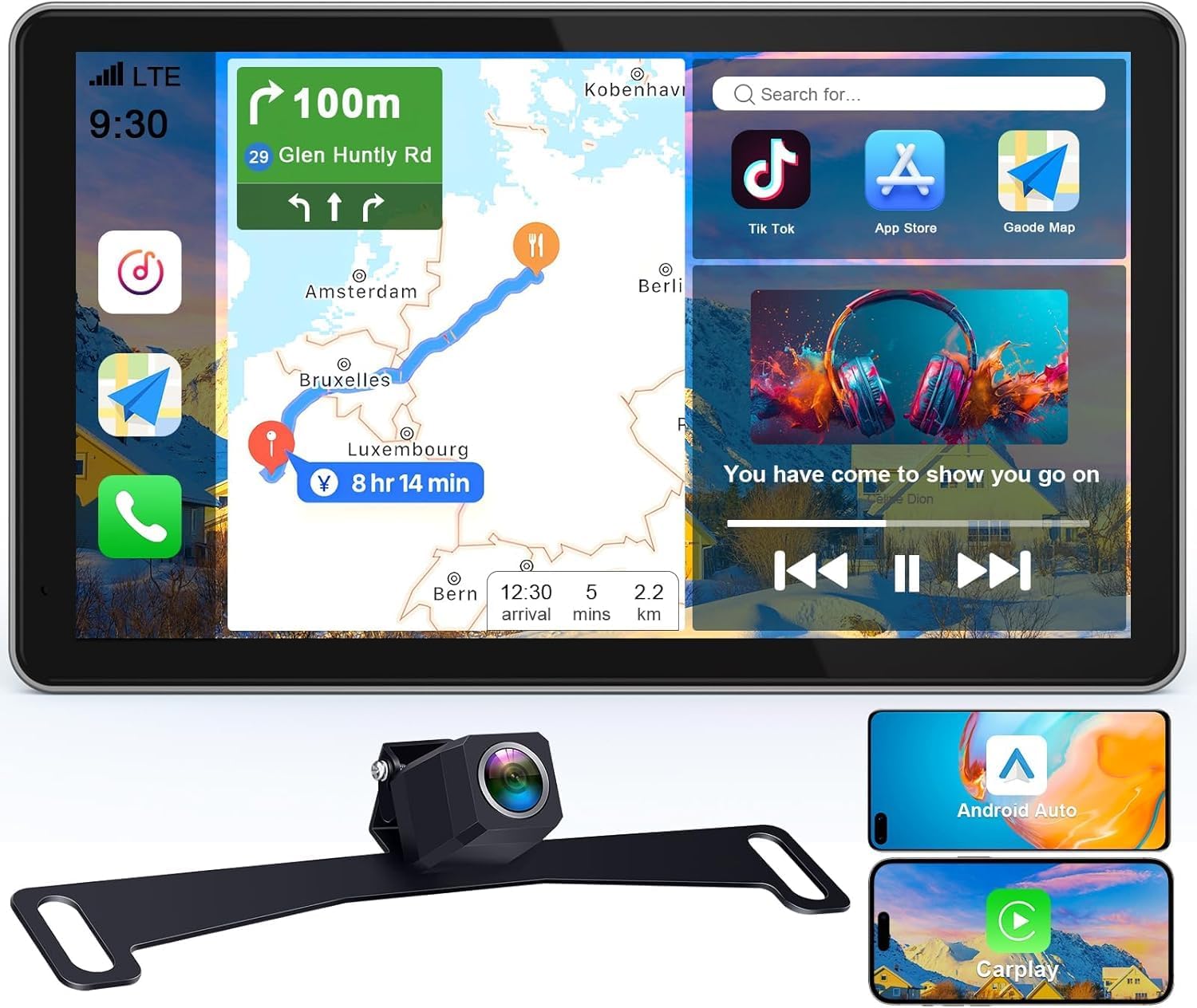 Wireless Apple CarPlay with Backup Camera: 7 HD Touchscreen Car Stereo - Bluetooth, GPS, Voice Control, Mirror Link, Plug-and-Play for All Vehicles