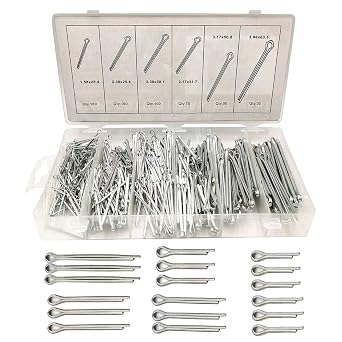 Boatsea 555Pcs Cotter Pin Clip Assortment Pin Clip Key Fastener Fitting Kit, Heavy Duty Zinc Plated Split Pin Fastener Clip Straight Hairpin, Cotter Pins Perfect for Automotive Mechanics Small Engine