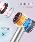 Sèche-Cheveux Ionique Haute Vitesse Cosy Companions, Moteur Sans Balai 150000 RPM pour Séchage Rapide en 2-5 Min, Sèche-Cheveux Léger Réduit les Frisottis & Dommages de Chaleur, avec Diffuseur & Embout, Argenté