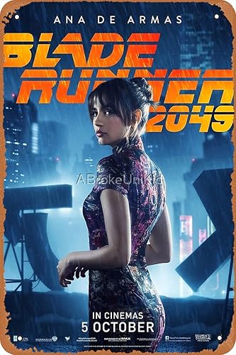 NIUMOWANG Cartel de metal  Ana De Armas Blade Runner 2049 - Póster de lata de película de 12 x 8 pulgadas