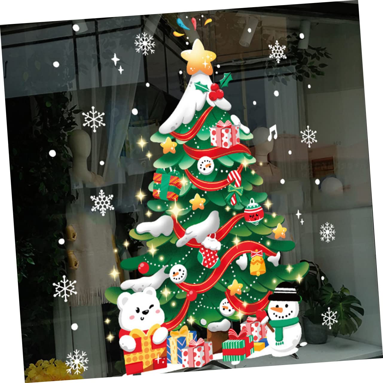 5 Fogli Adesivi per alberi di Natale adesivo vetrina natalizia decorazione di decalcomanie natalizie adesivi da parete natalizi adesivi natalizi per muro arredamento pvc PRETYZOOM
