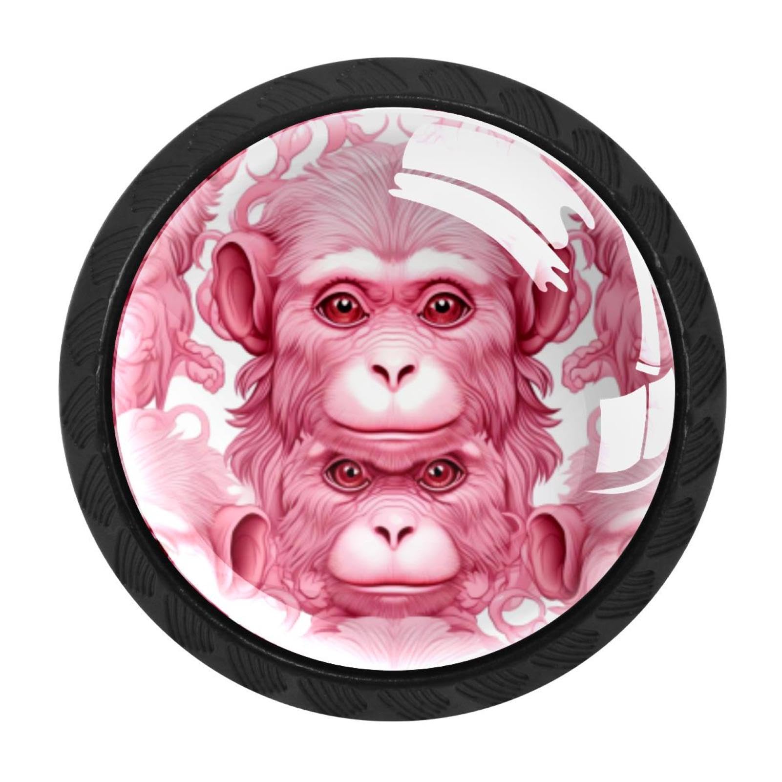 Chenzzzz Multicolored 11 4 Pack Black Pink Monkey Orangutan Cabinet Pulls With Screws, Kitchen Cabinet Knobs Hardware