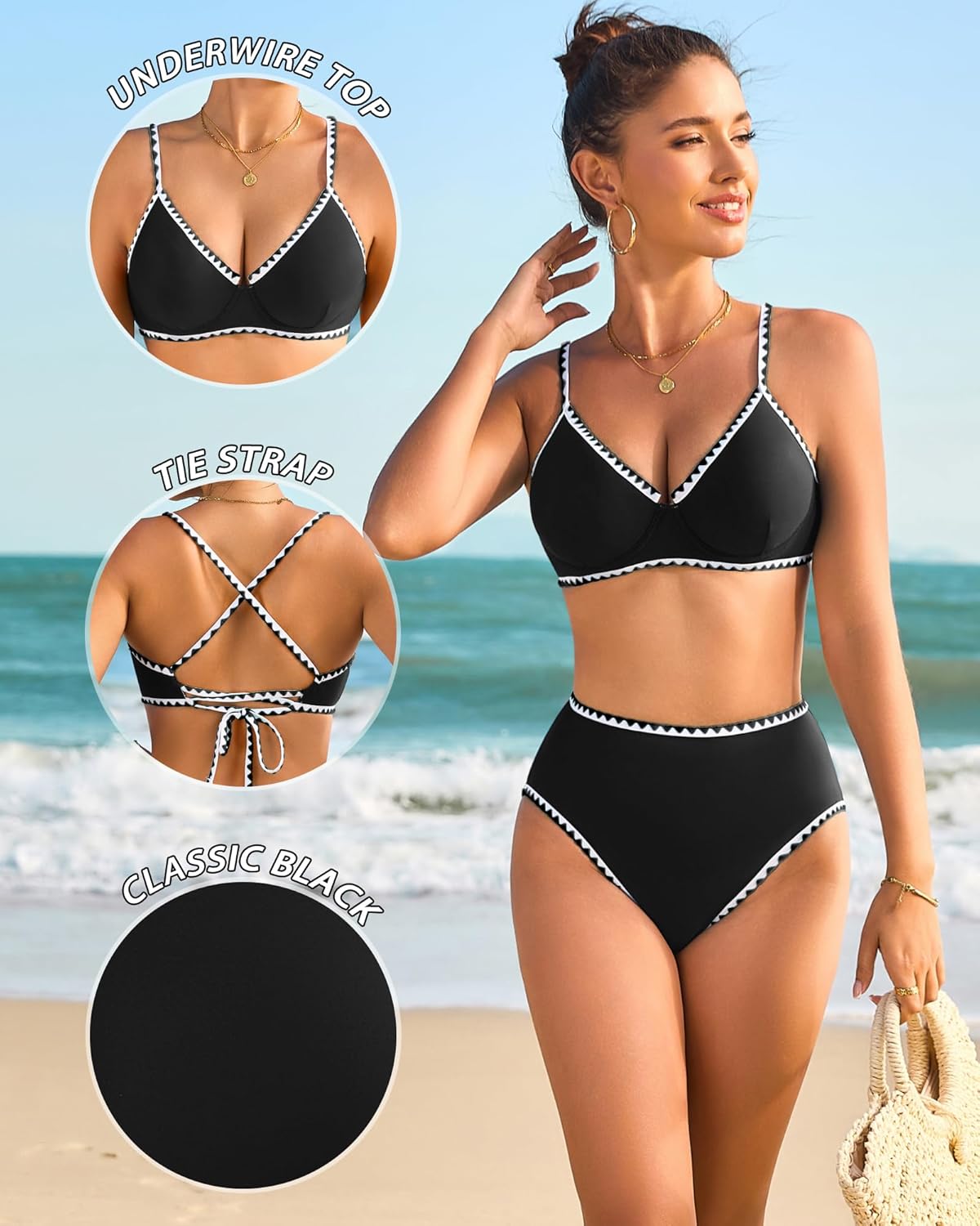 DaiLiWei High Waisted Bikini Sets Womens Bathing Suits Tummy Control 2 Piece Swimsuit Full Coverage Floral Swim Suits - Image 5