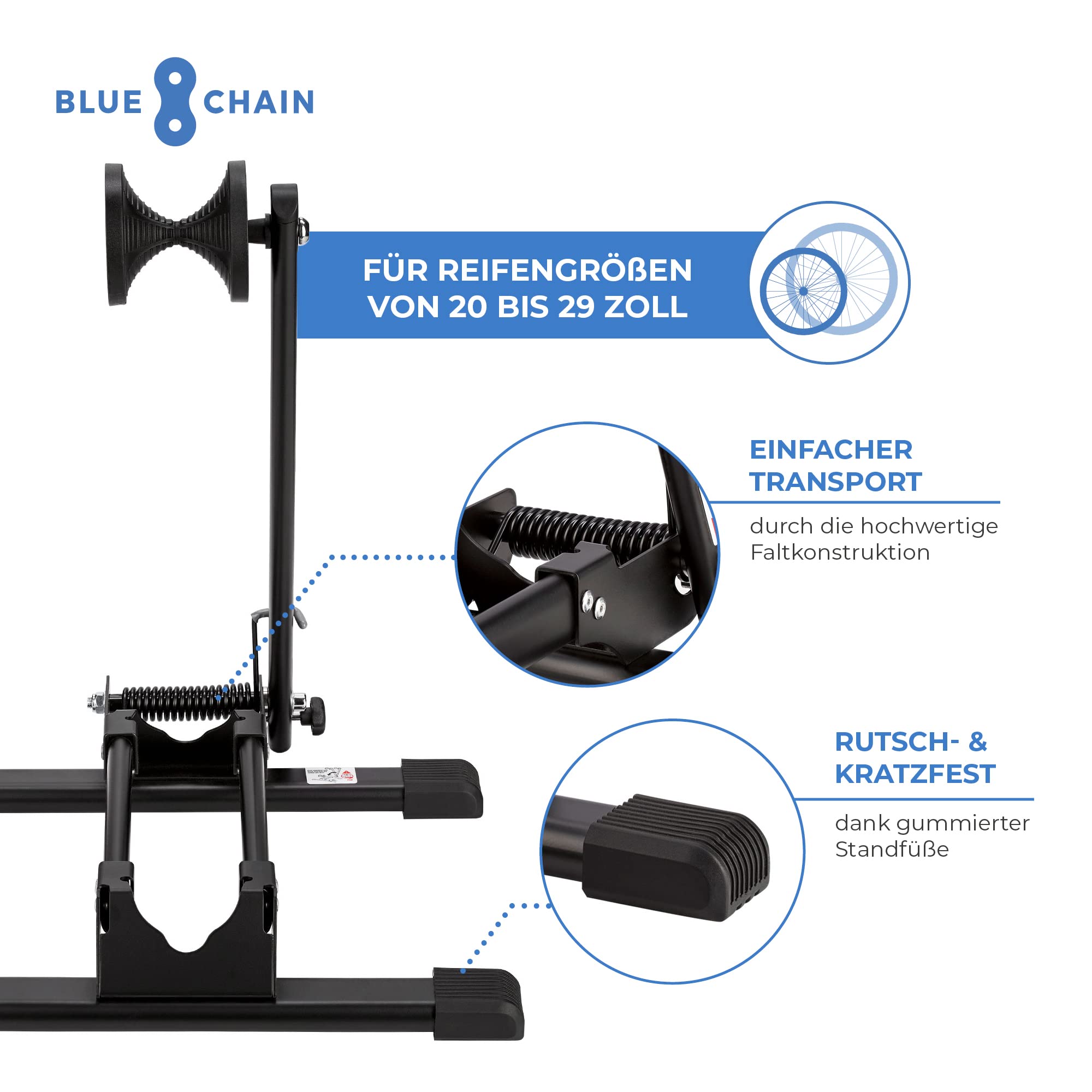 Bluechain® 50-73cm Foldable Bike Display Stand / Bicycle Stand / Indoor Bike Stand 29 Inch / Mountain Bike Holder / Bike Storage Rack Tools & Home Improvement