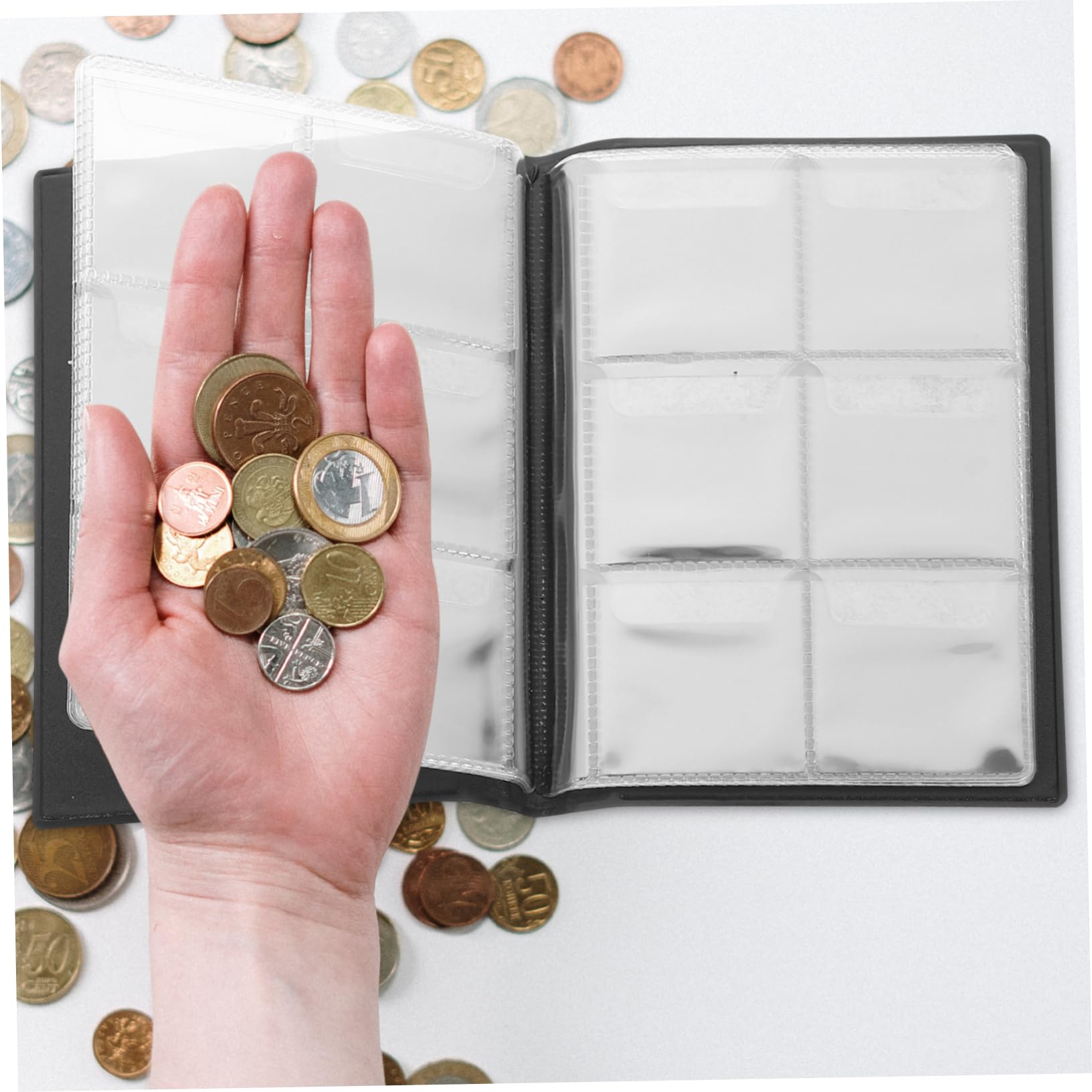 Amazon.co.jp: TOGEVAL コインコレクションアルバム 多目的ポケット 大容量保存 耐摩耗素材 ポータブル収納本 コイン収集用ホルダー  趣味コレクター向け : ホビー