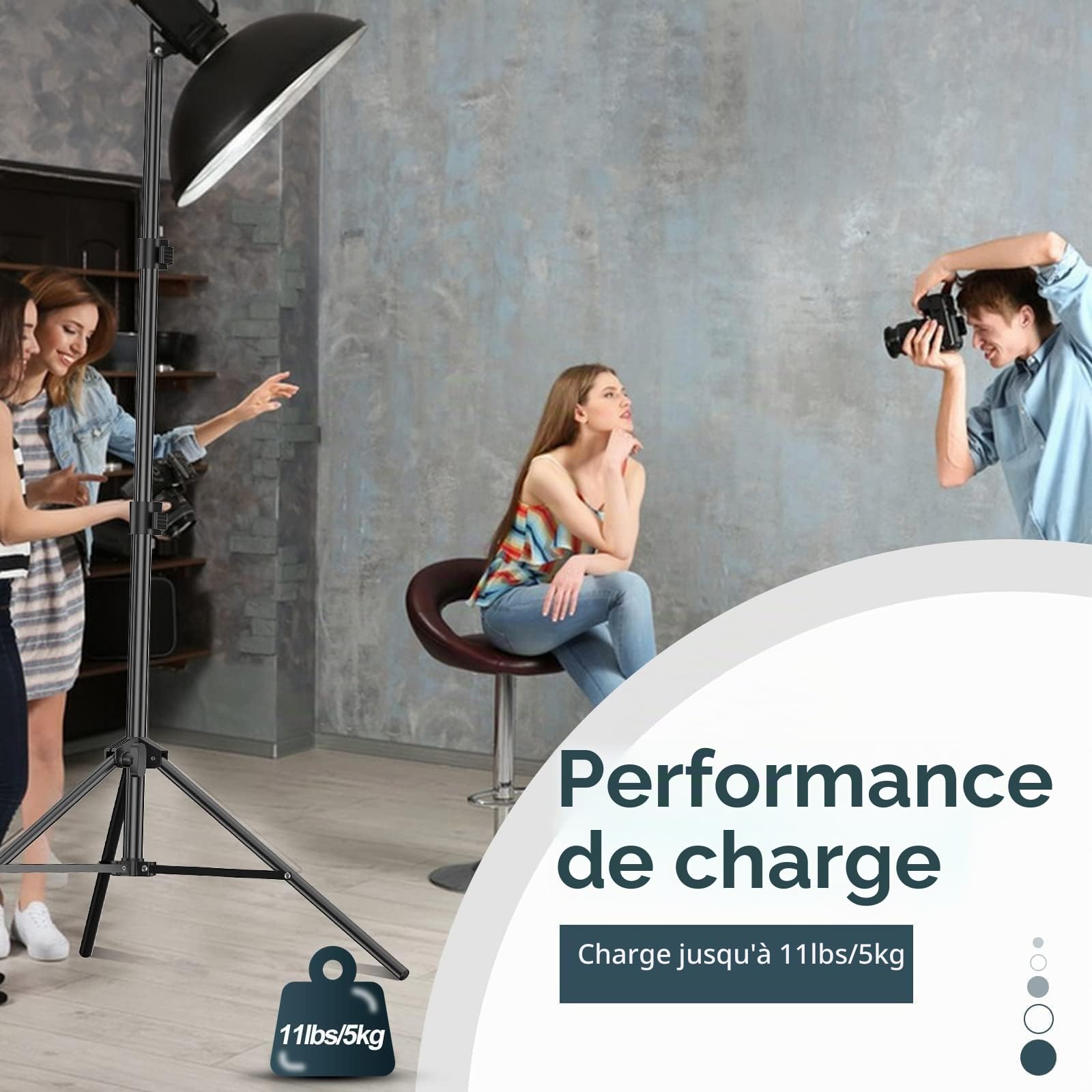 EMART Support pour Éclairage Lot de 2 de 210cm avec Sac de Transport Portable pour Éclairage en Aluminium, Studio Photo, Vidéo, Portrait de Photographie, Réflecteur, Softbox, Parapluie