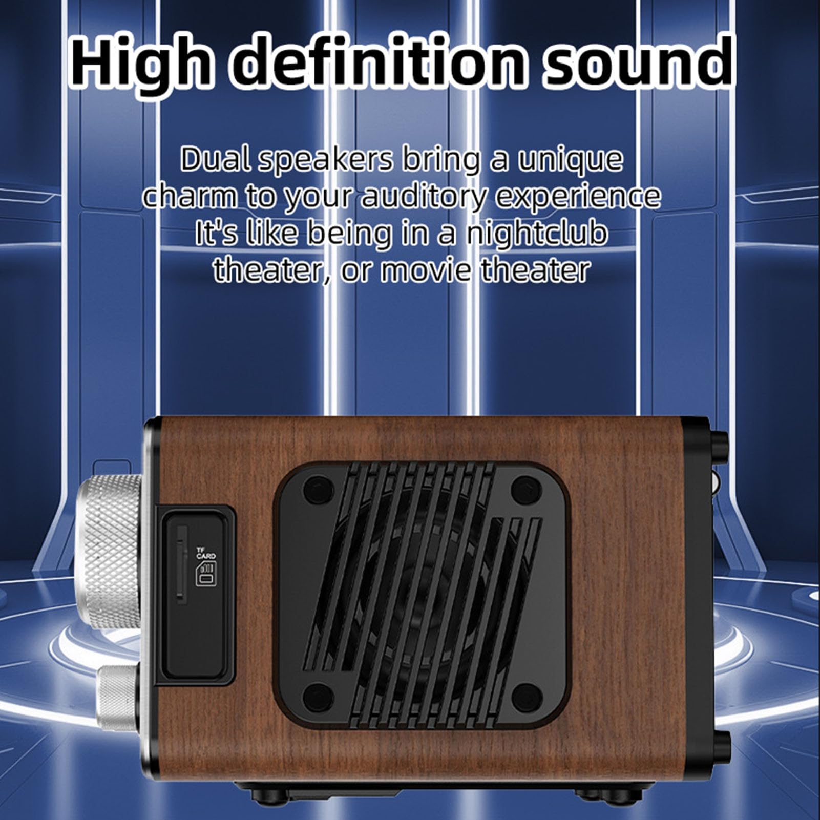 Bewinner Radio Bluetooth Pleine Bande avec Répéteur de Signal, Haut-Parleur en Bois, Récepteur Radio Intelligent sans Fil 5.2 avec écran LCD, Prise en Charge de la Lecture de Carte SD et