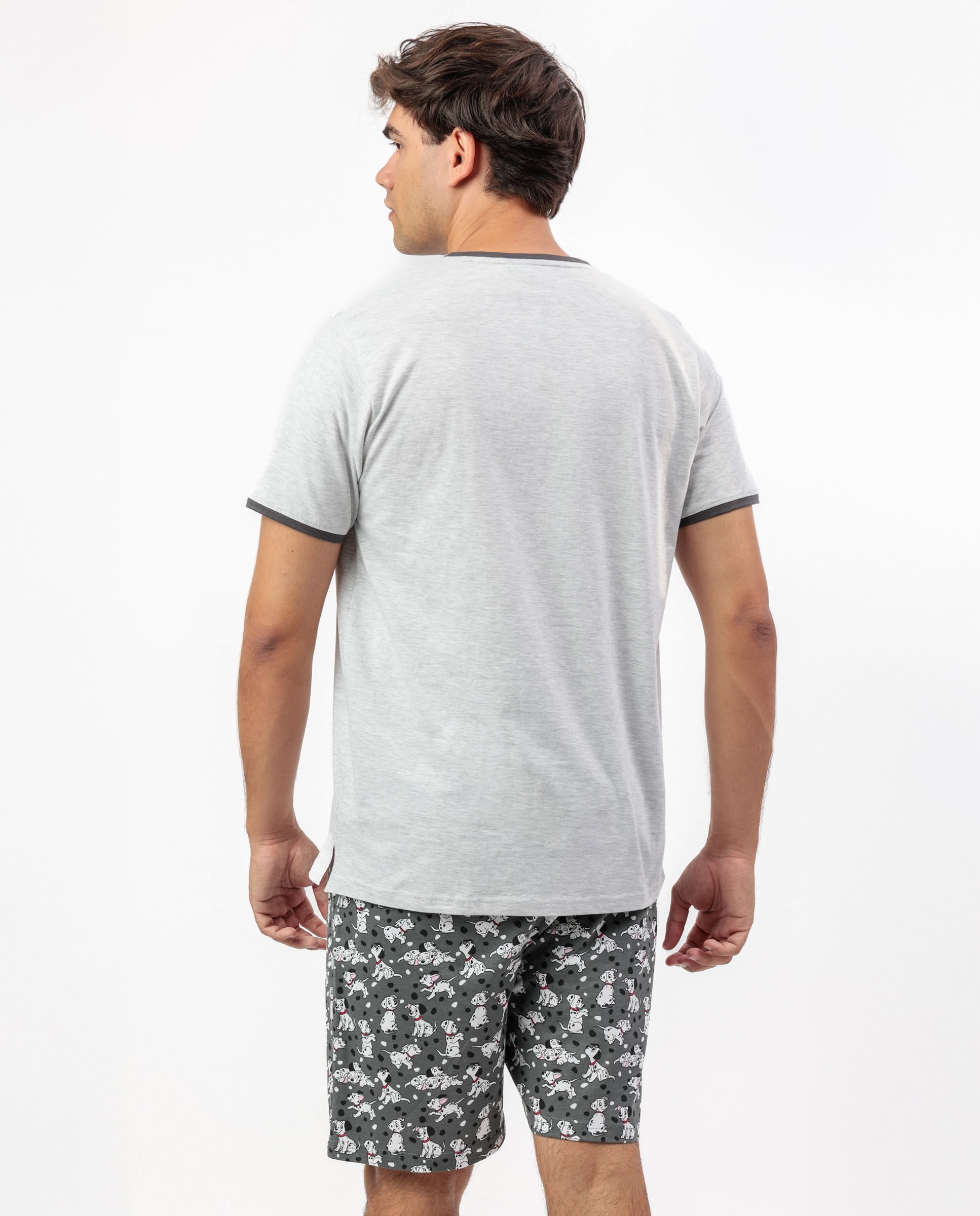 Disney Pigiama Uomo Carica dei 101 Art. 64220 Cotone Estivo Completo Uomo Mezza Manica Pantaloncino Corto (IT, Testo, S, Regular, Regular, Grigio Melange)
