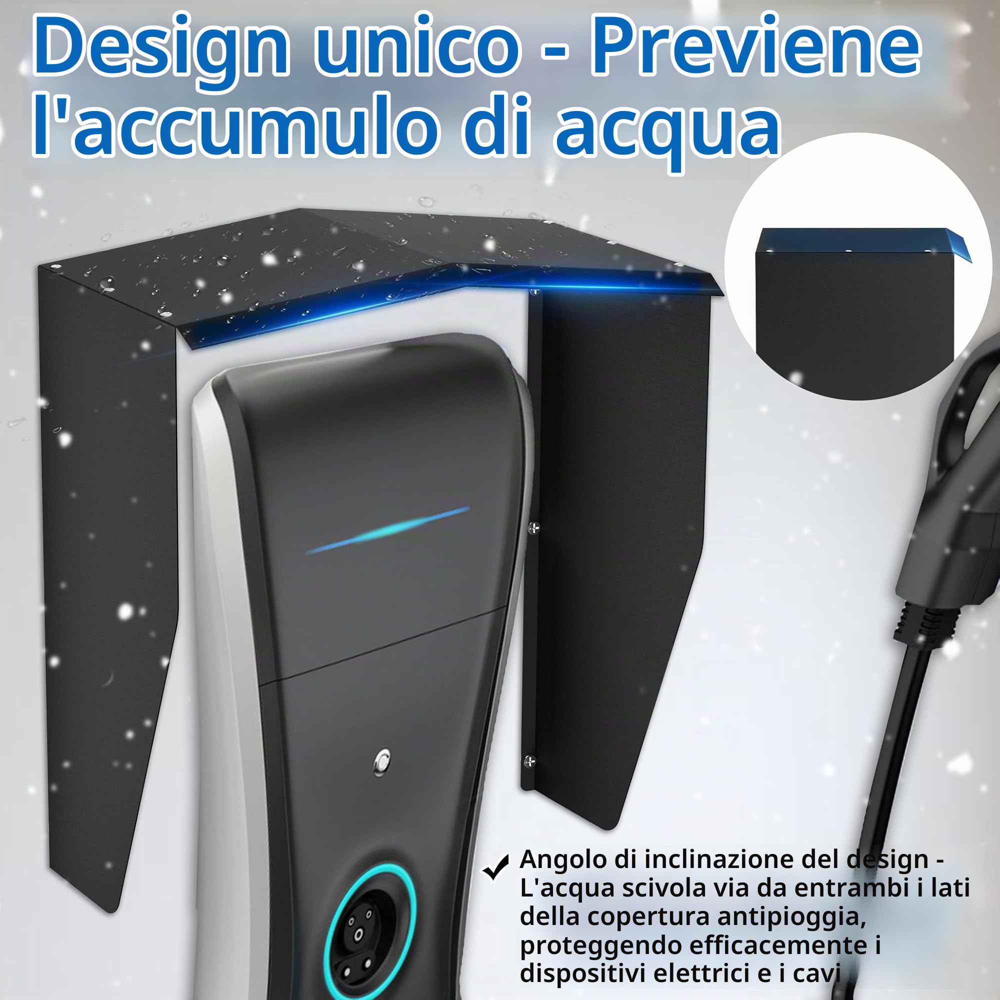 FIVMEN Wallbox, protezione dalle intemperie per auto, stazione di ricarica elettrica, protezione dalla pioggia, protezione dai raggi UV, accessorio per tetto, colonna di carica, 40 x 25 x 45,5 cm