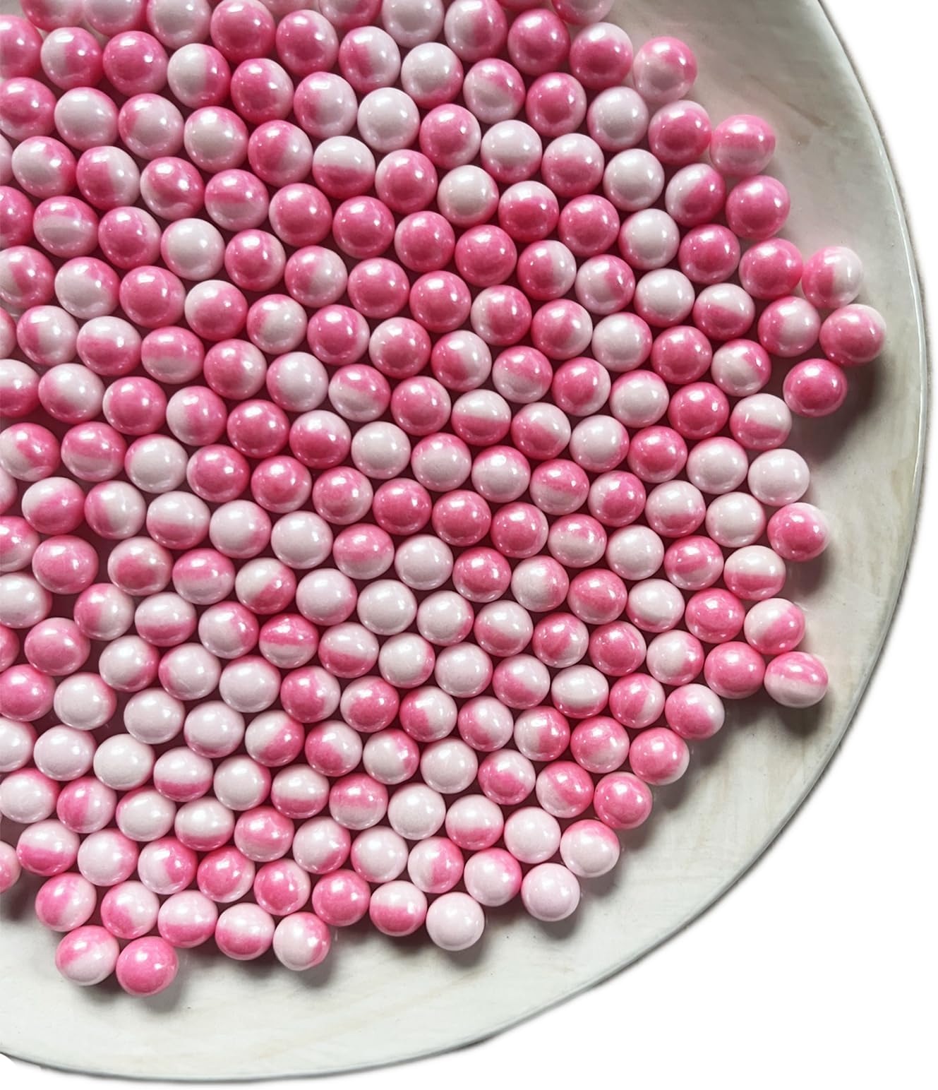 Edible Pink White Pearl Sugar Sprinkles Candy Baking Edible Cake Decorations Cupcake Toppers Cookie Decorating Celebrations Wedding Shower Party Chirstmas Supplies 100g/ 3.5oz