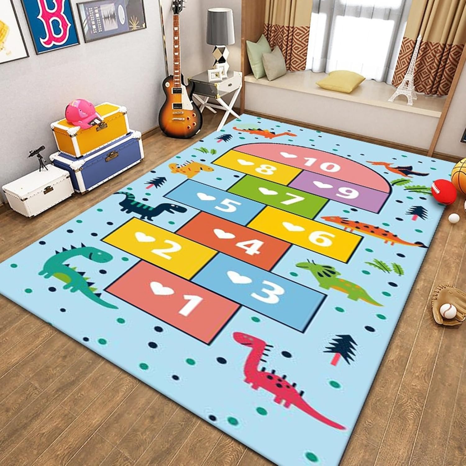 Yayumi Hopscotch Rug Anti Slip Hopscotch Rugs for Kids