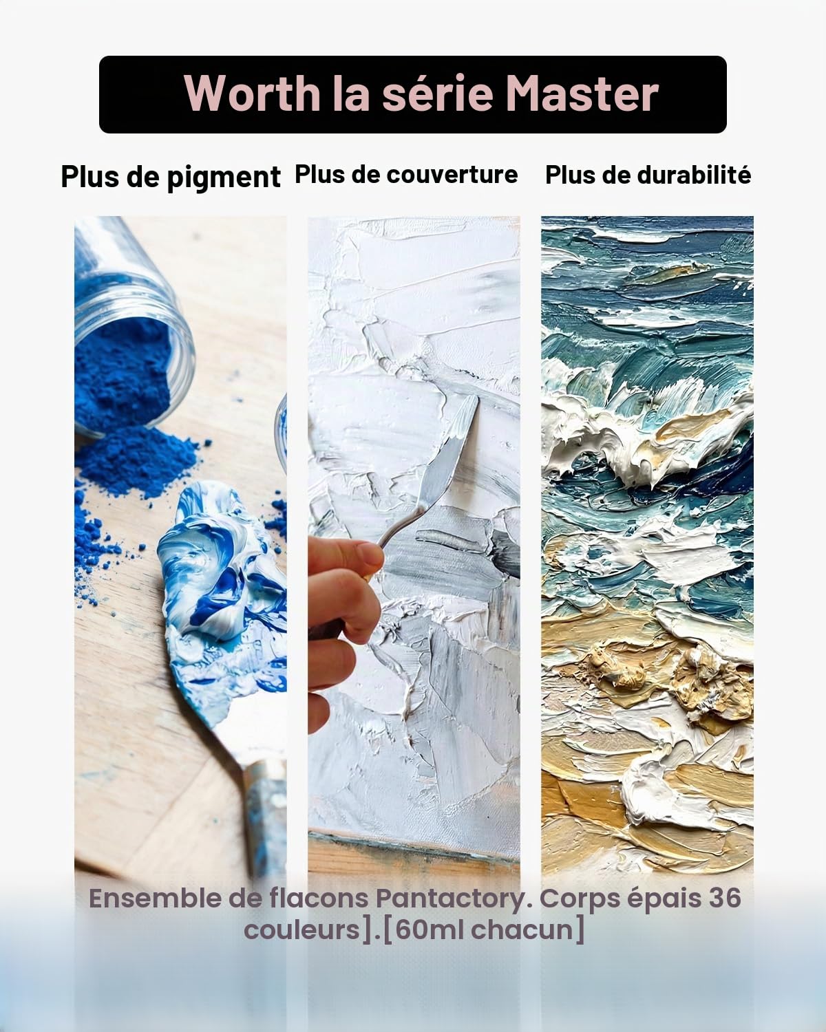 Fantastory Set de peintures acryliques avec 36x60ml et 12 pinceaux, peintures résistantes à l'eau, non décolorantes et non toxiques, adaptées pour la toile, le bois, la céramique