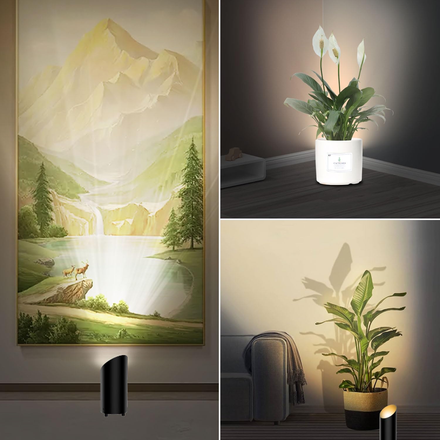 Brightown 2 Pack Floor Can Lights - 6000K LED Up Lights with Remote and Timer, 3 Color Temperatures and Dimmable Uplighting Spotlights for Dark Corner Sofa House Plant Wall Artwork Indoor